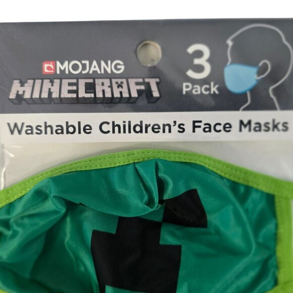 Minecraft Kids Face Masks 3 Pack Reusable Washable Polyester Cotton Children NEW - Picture 11 of 11